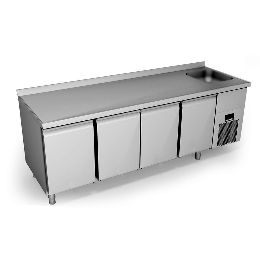 Four Stainless-Door Refrigerator with Sink