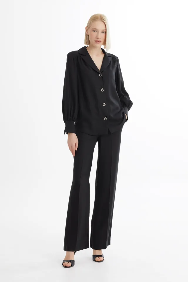 Two-Piece Shirt and Trousers Set, Black
