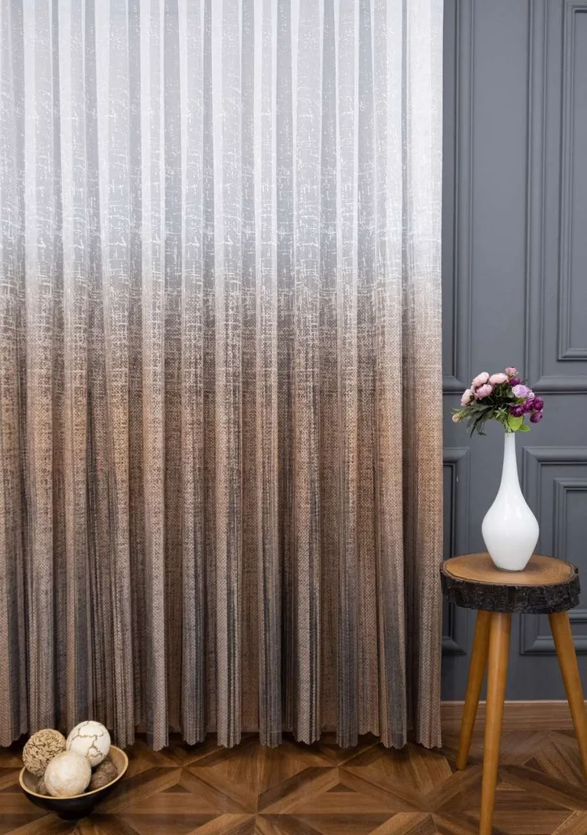 Pardes Damascus tulle curtain, brown