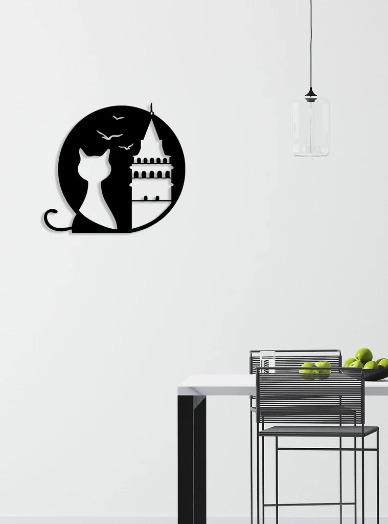 Galata Kulesi ve Kedi metal wall art