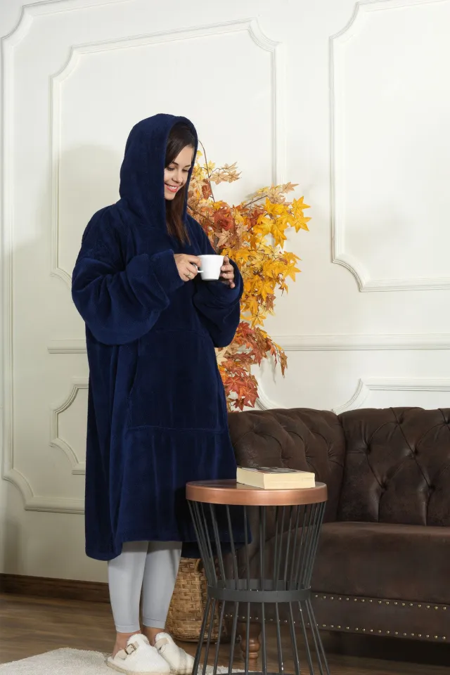 Elart Enjoy Wearable Hooded Wellsoft TV Blanket Unisex Oversized (80x110 cm) Navy Blue