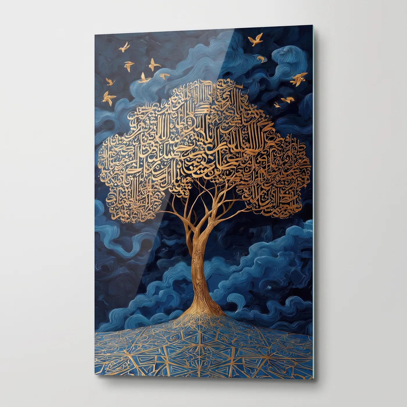Altin Hat Sanati Dikey glass wall art