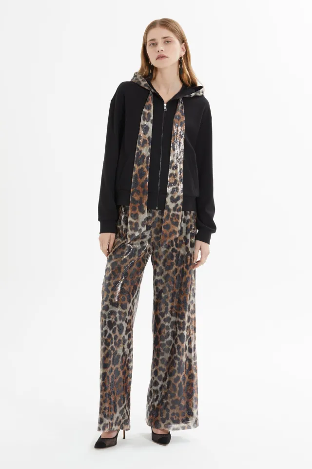 Leopard-Print Cardigan Trousers Set