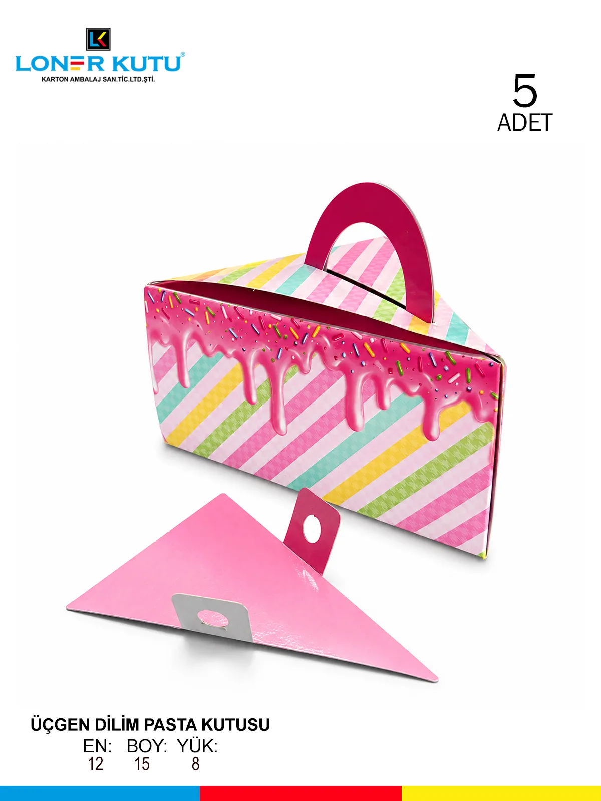 Handled cardboard cake slice box 5 pieces