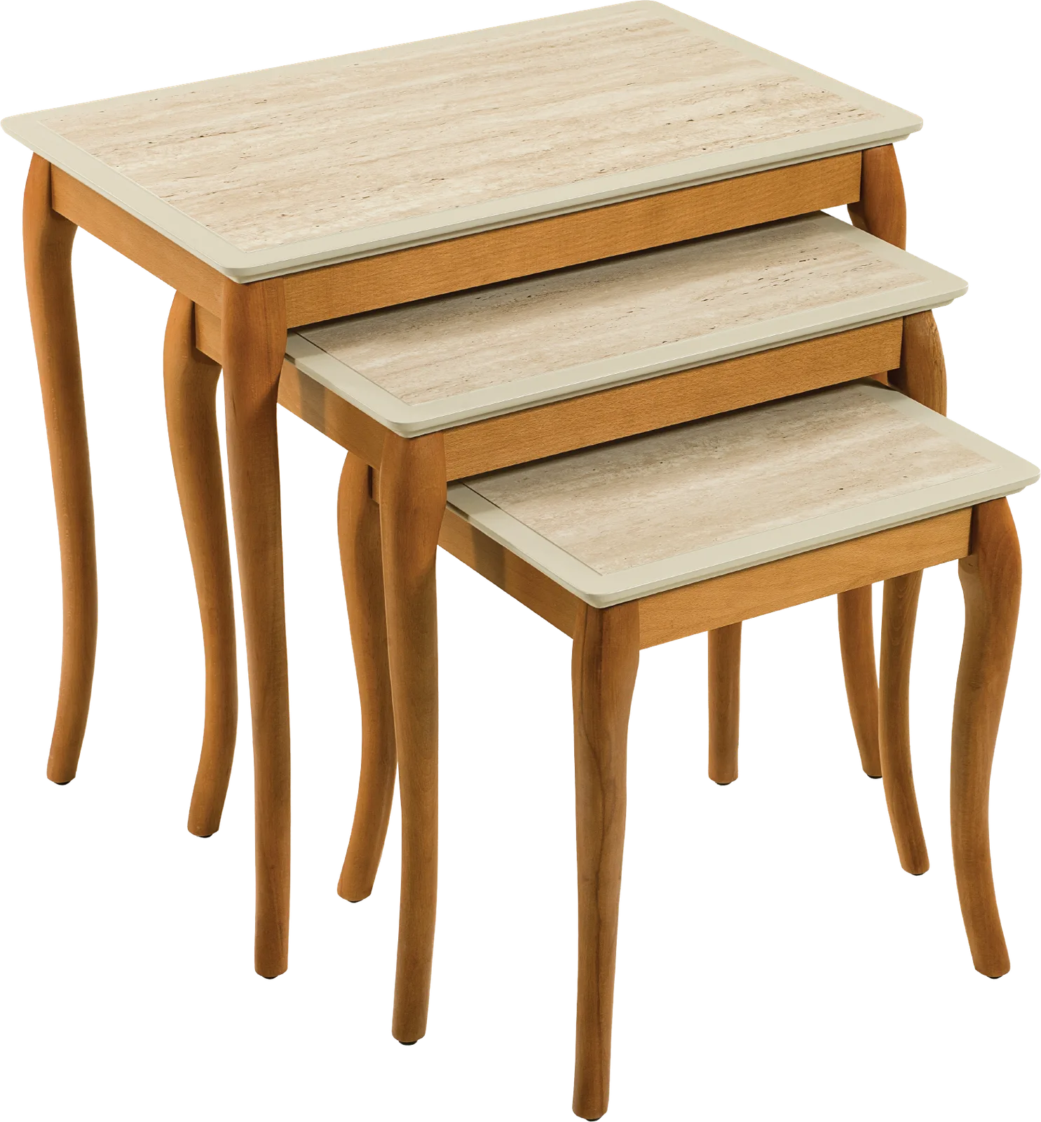PESARO Nesting Table – Travertine/Walnut