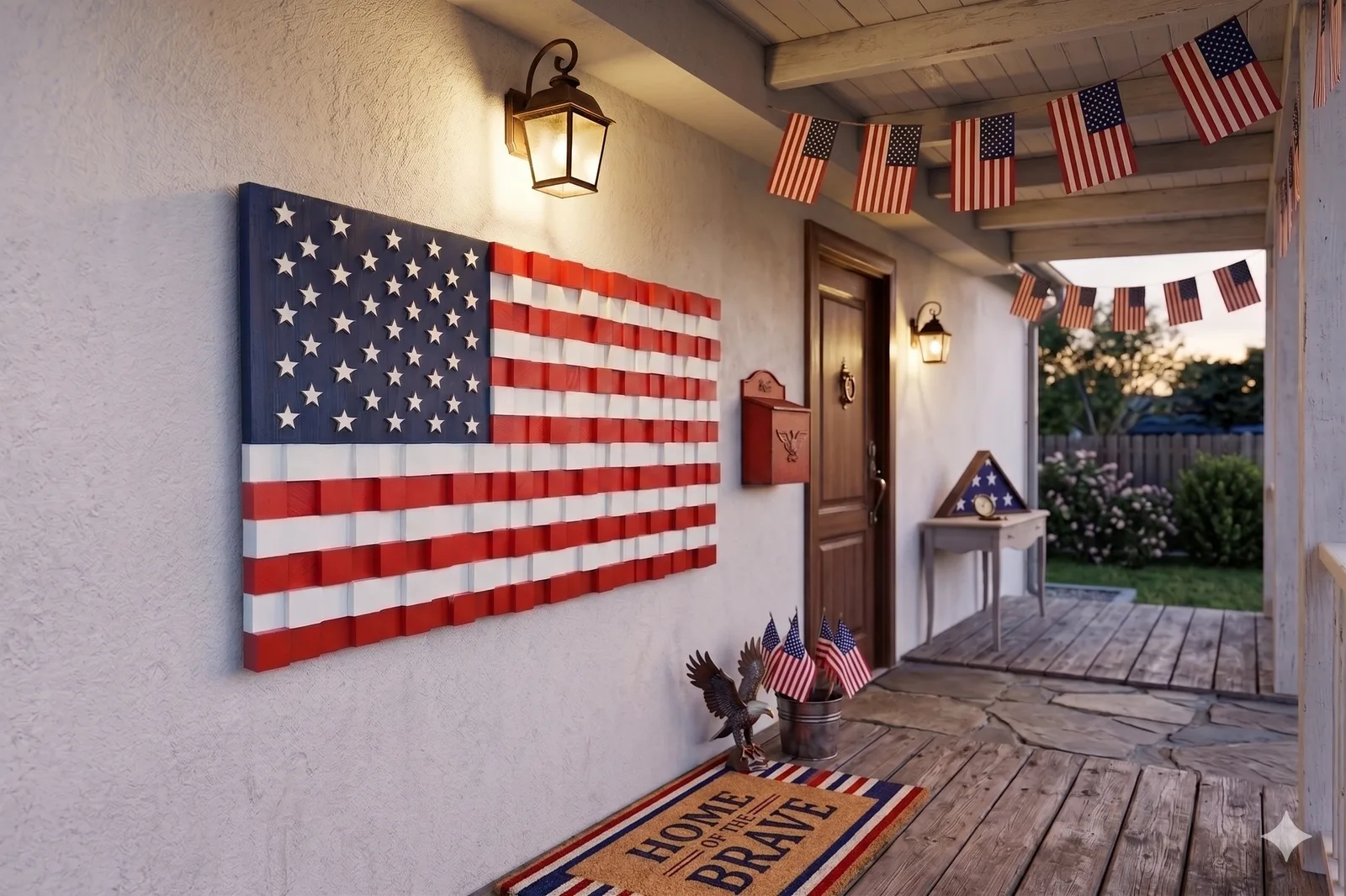 USA FLAG Mosaic wood wall art