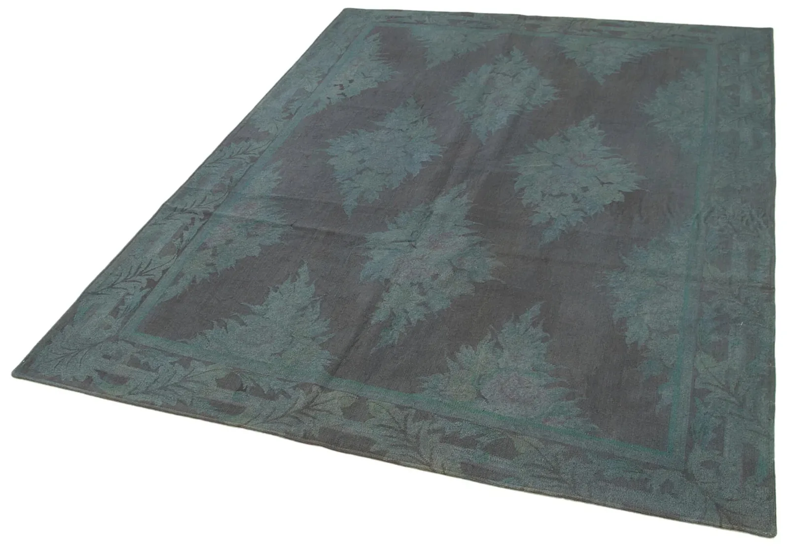 Anthracite Petrol Green Modern Bedroom Rug - Wool 170x227 cm