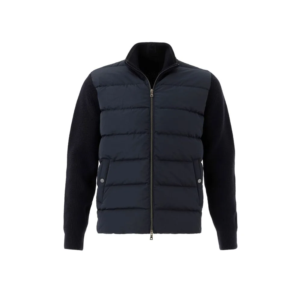 Puffer Jacket with Knit Sleeves