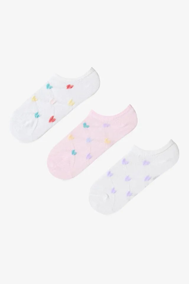 جوارب باتيك قطنية Vibrant Hearts للبنات، عبوة من 3 أزواج