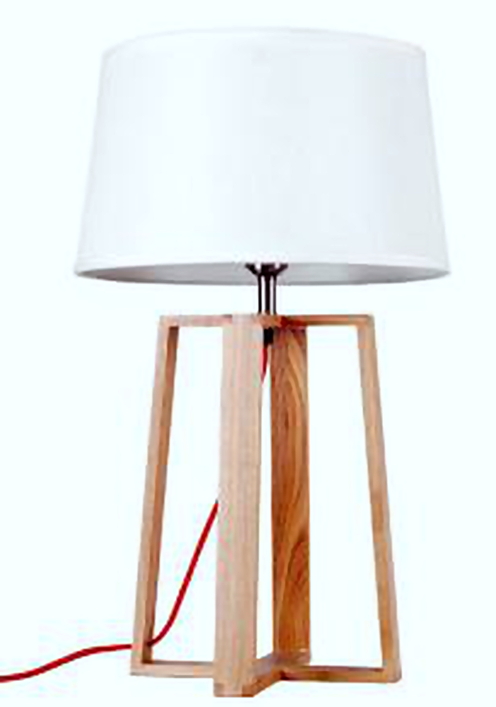 أباجورة طاولة خشب رماد بغطاء قماشي (D380*635Hmm, E27 60W)