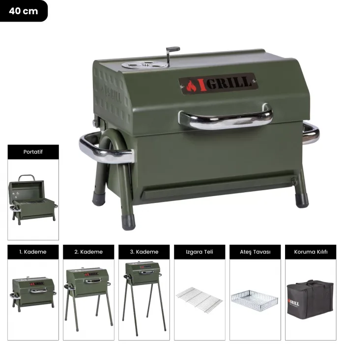 شواية فحم IGRILL Cube 402 mm خضراء
