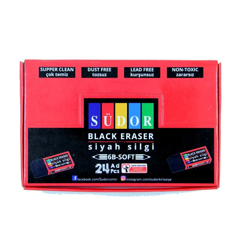 Südor Exam Eraser Black 24 Pcs