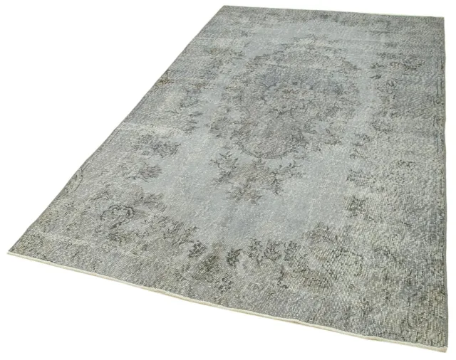 Light Gray and Dark Gray Distressed Living Room Rug - Handwoven Wool 149x254 cm
