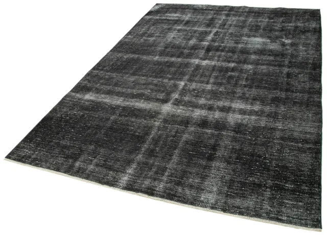 Black Grey Distressed Living Room Rug - Wool 176x276 cm
