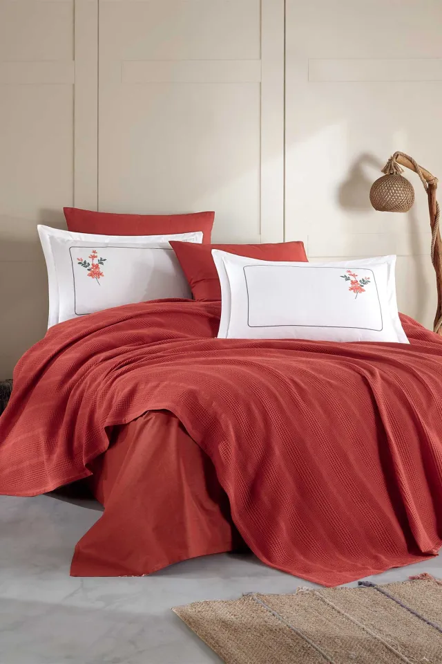 Elart Flores Pique Set Double Cotton 6 Pieces Cinnamon