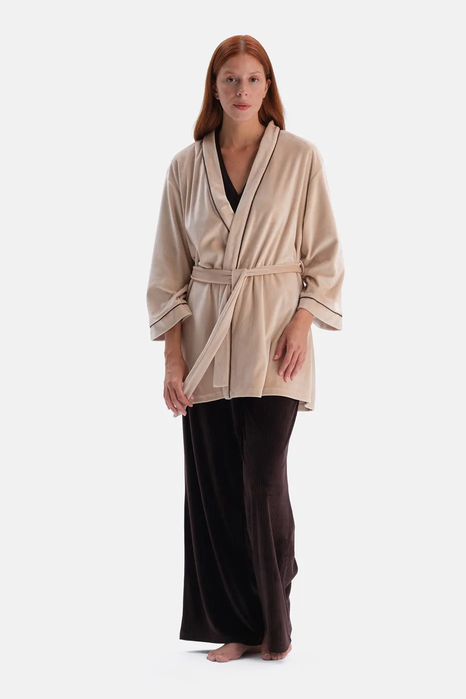 Long-Sleeve Velvet Robe