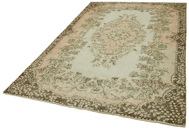 Cream Beige Distressed Medallion Living Room Rug - Wool 169x279 cm