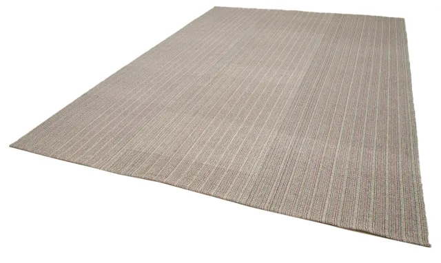Beige Light Brown Modern Striped Living Room Rug - Wool 285x396 cm