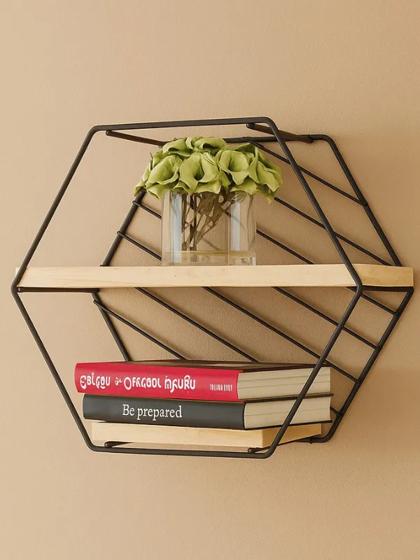 Decorative Wall Shelf in Metal and Wood