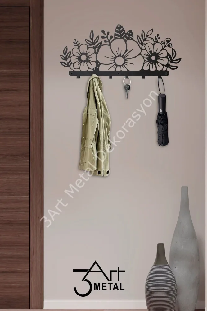 Decorative Metal Wall Hanger - Flower Pattern (2)