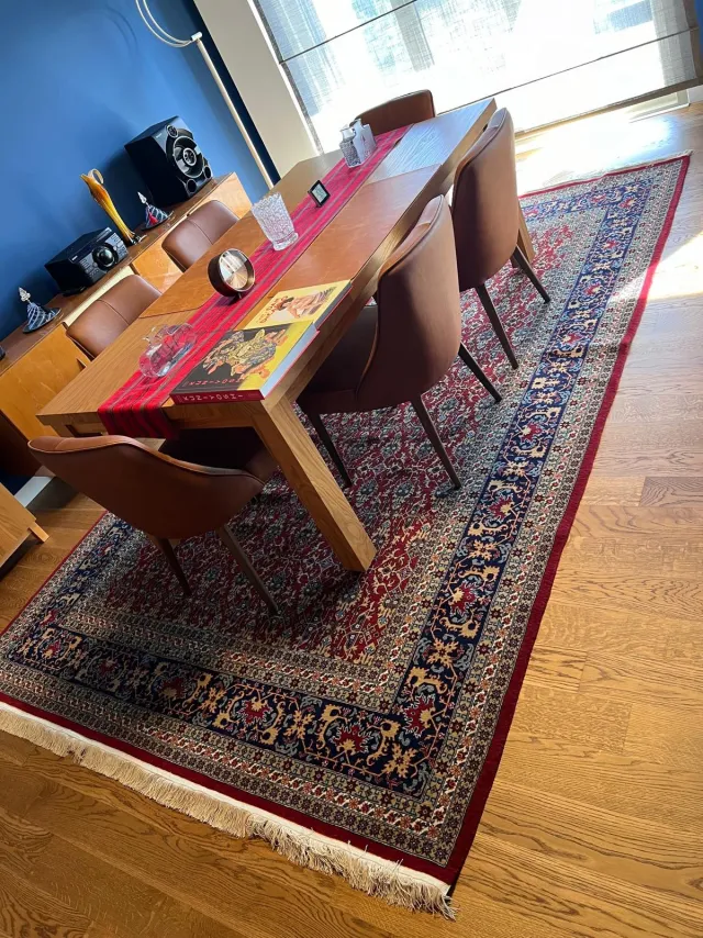 Hereke Hand-Woven Red Navy Rug