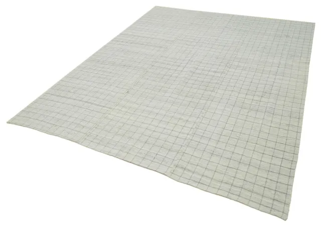 Ecru Grey Modern Living Room Rug - Hand-Woven Wool 197x258 cm