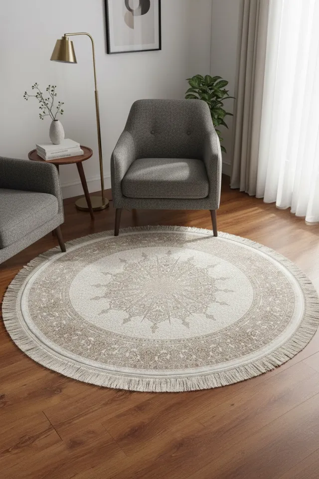 Quality Carpet Bamboo Round Rug 7544B